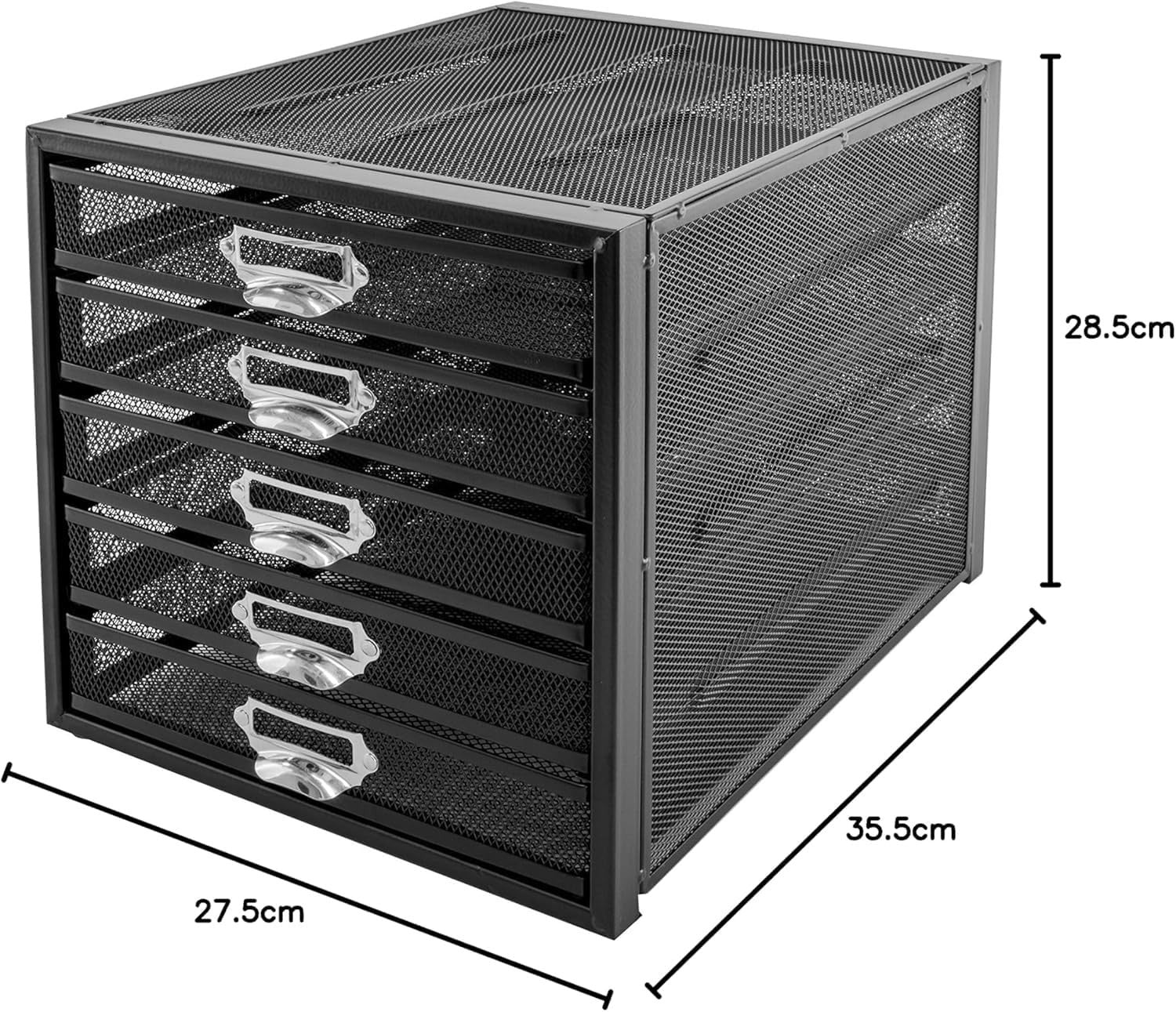 5-Tier Black Wire Mesh Desk Organizer Tray for A4 Files & Documents