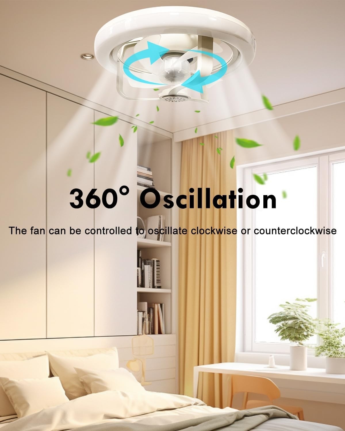 Kaivancy 30W Ceiling Fan with Lights Remote 3 Colors 6 Speeds Quiet