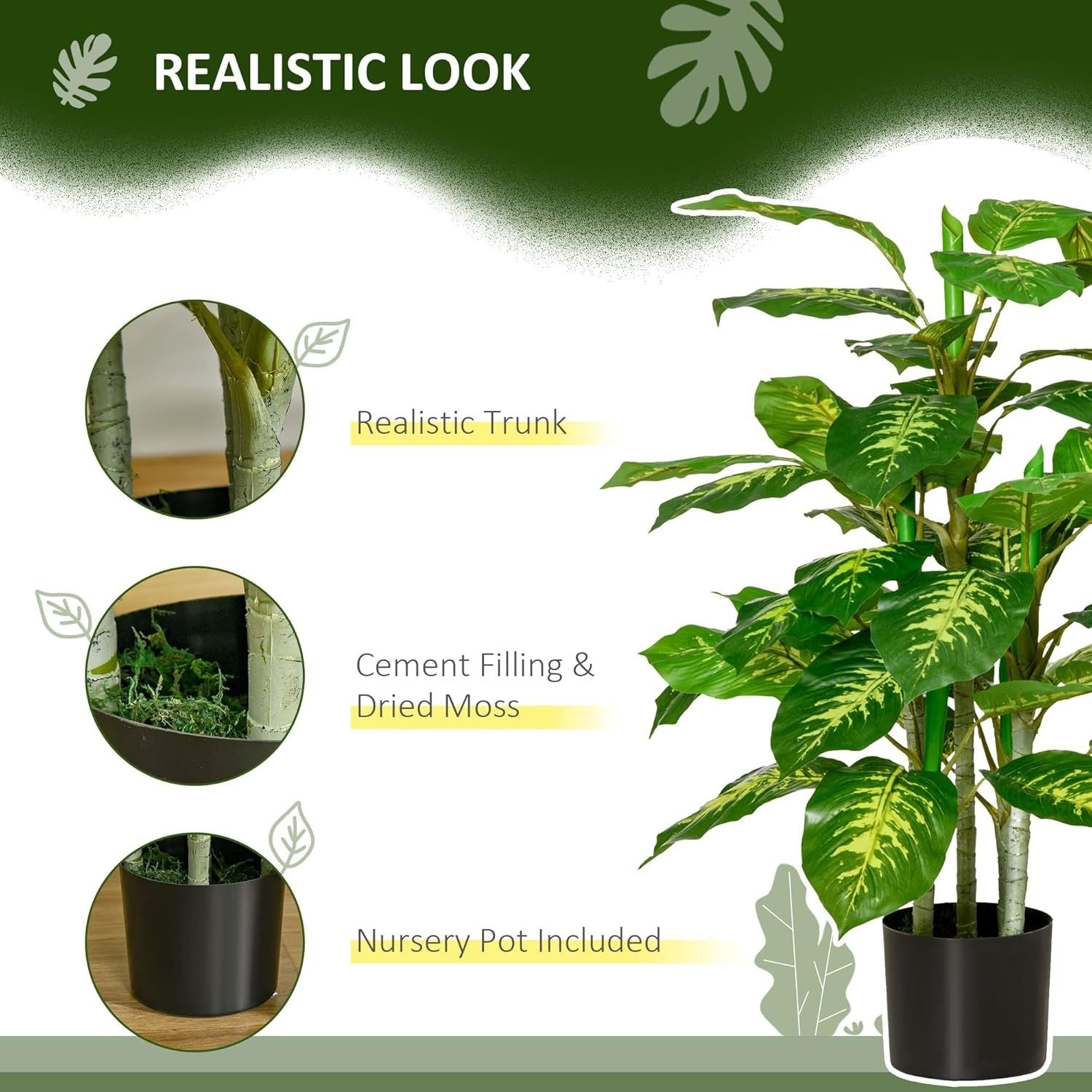 95cm Artificial Evergreen Tree in Weighted Pot Faux Green Indoor Home Decor
