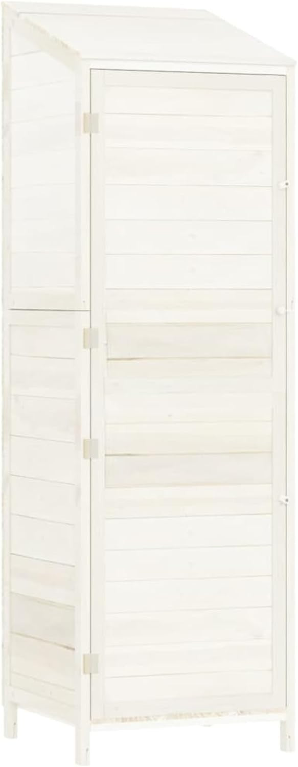 Outdoor Wooden Garden Shed 55x52x174.5cm White Tool Storage Weatherproof