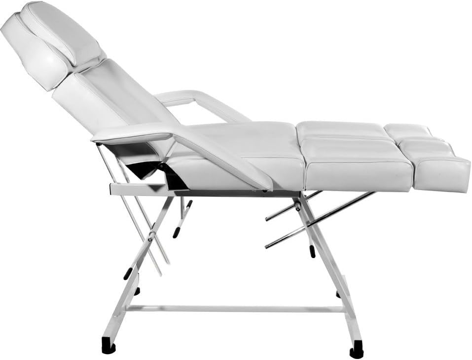 Reclining Massage Table 3-Section Adjustable Beauty Salon Spa Tattoo Bed White
