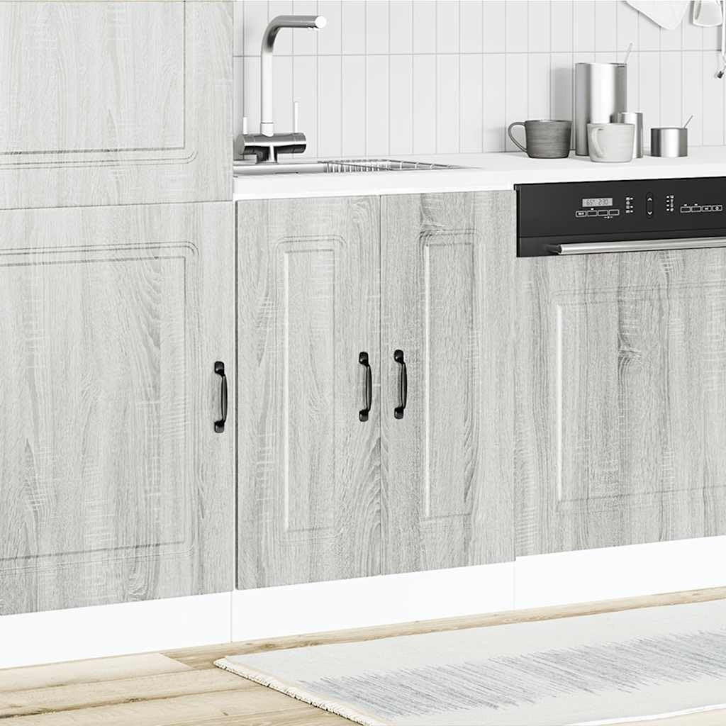 Grey Oak Bathroom Vanity Cabinet 60cm Under Sink Storage Unit with Double Doors