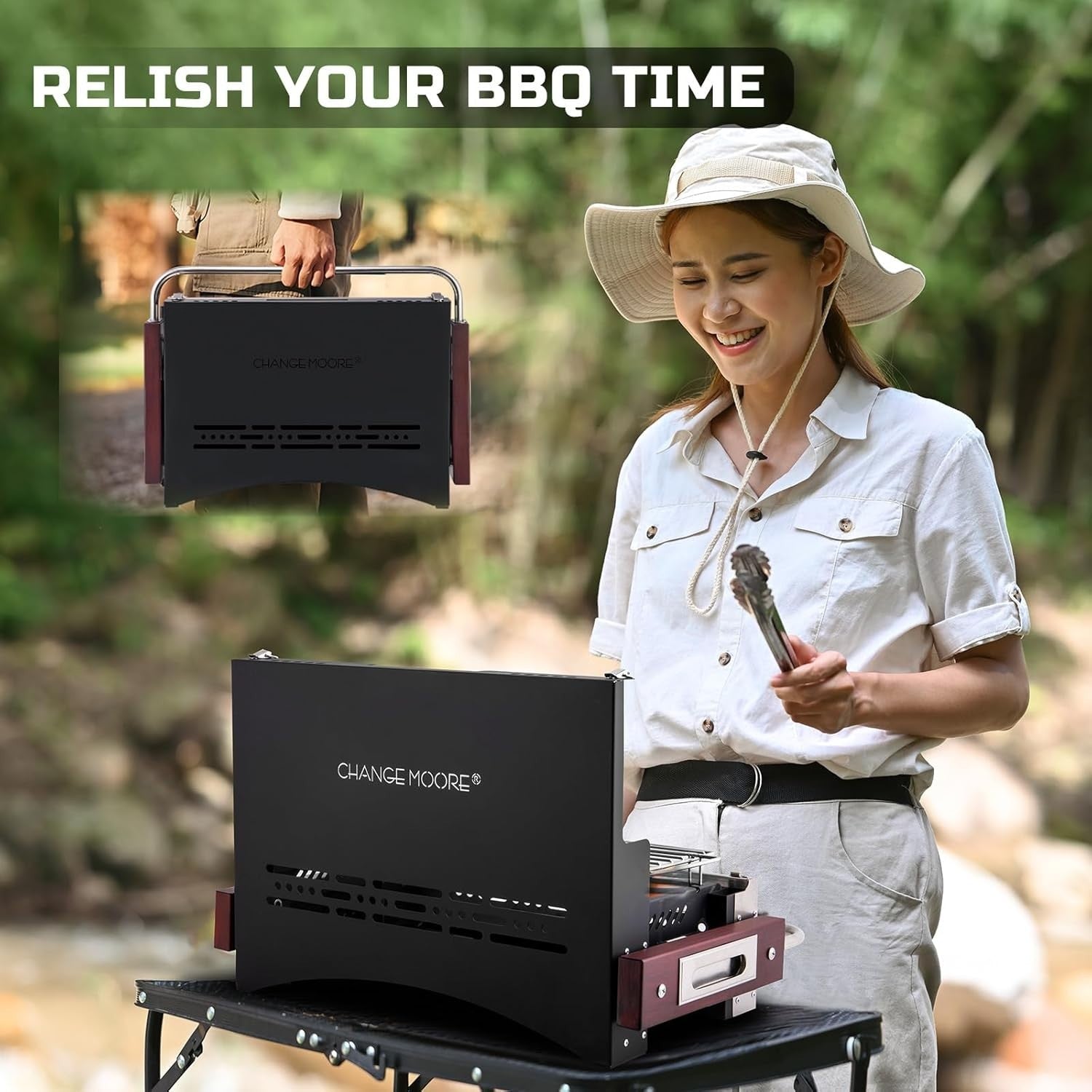 Stainless Steel Portable Charcoal BBQ Grill – Folding Heat-Resistant