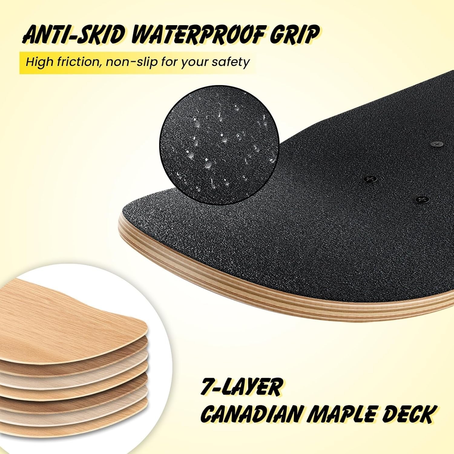 31" Complete Skateboard Maple Double Kick Trick Board ABEC-7 Wheels Adults Kids