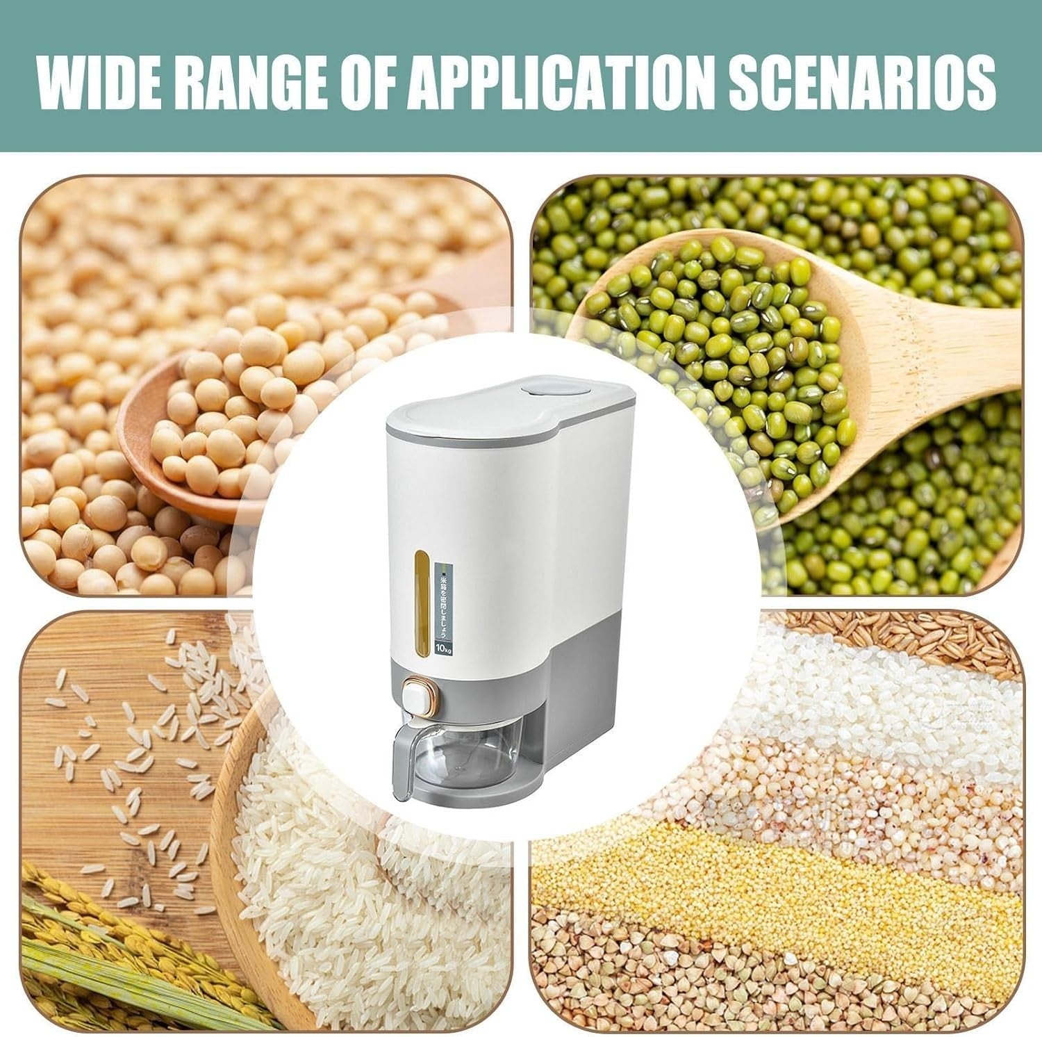 5KG 10KG Automatic Rice Dispenser with Measuring Cup Sealed Storage Bin