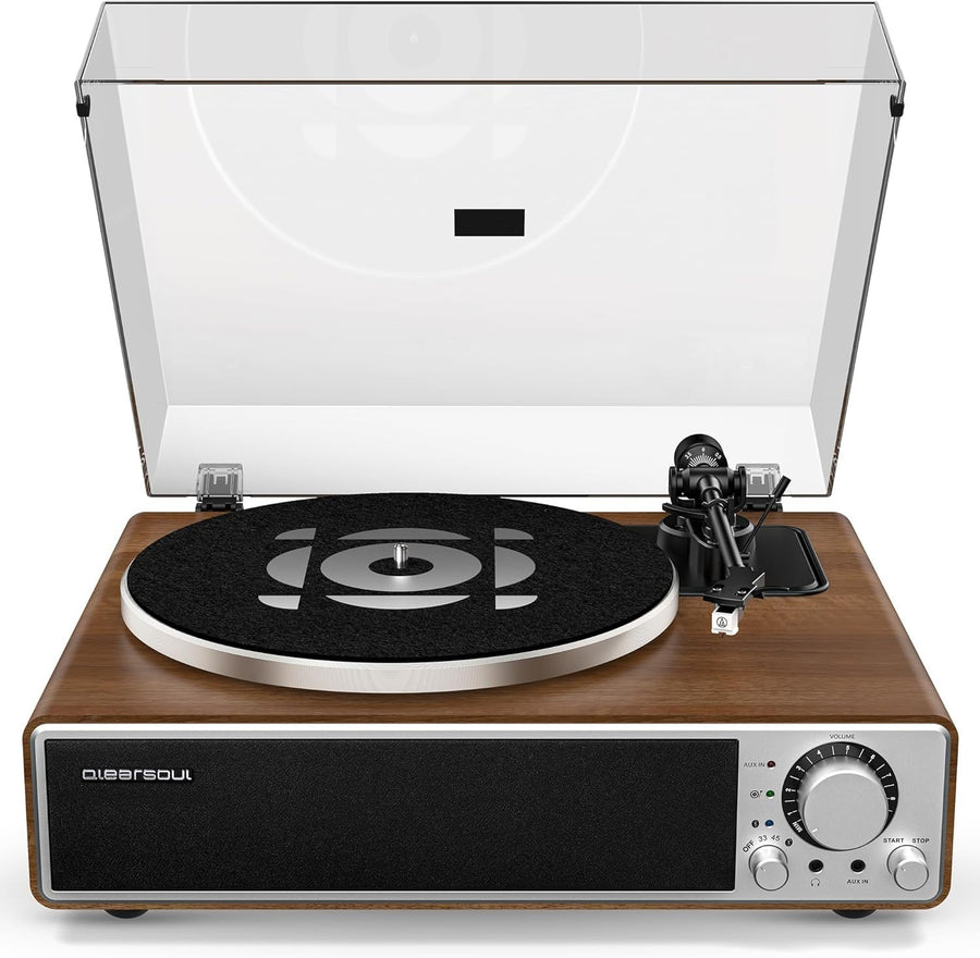 All-in-One Vinyl Record Player with Bluetooth, Speakers & USB Recording | Retro