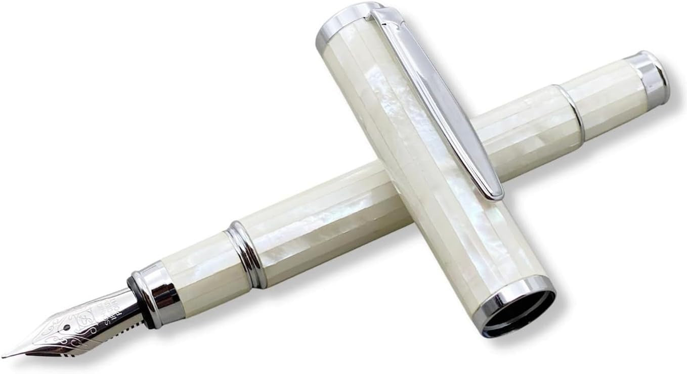 Luxury White Mother of Pearl Fountain Pen Fine Nib Gift Set4