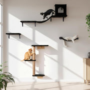 Cat Wall Shelves Set Wall Mounted Climbing Shelves Scratcher Hammock Condo