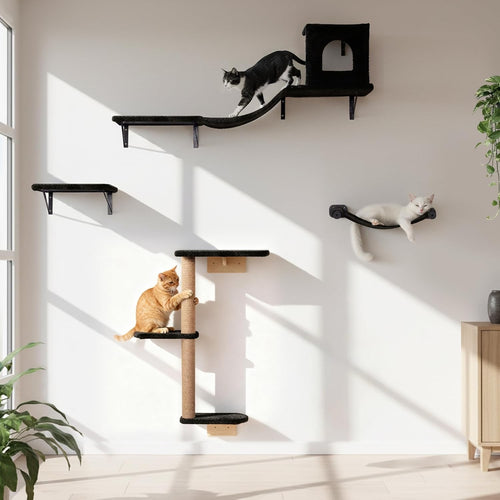 Cat Wall Shelves Set Wall Mounted Climbing Shelves Scratcher Hammock Condo