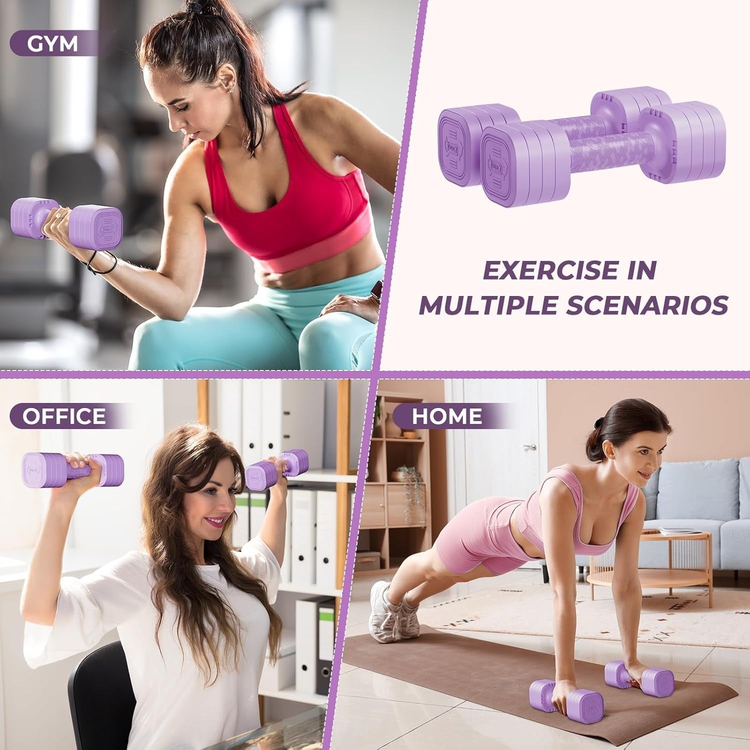 Adjustable Dumbbells 2.5KG Pair 4-in-1 Compact Non-Slip Fitness