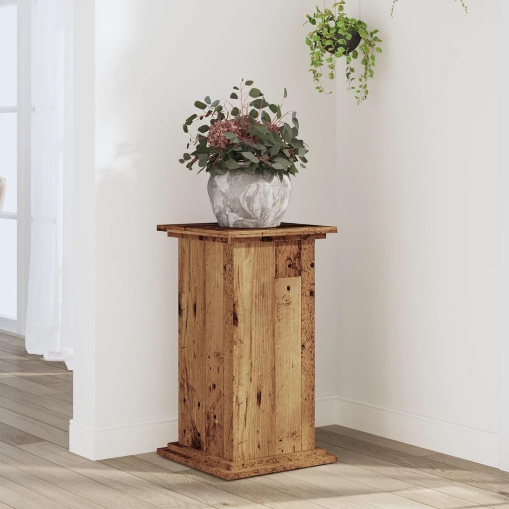 Rustic Brown Wood Plant Stand 60cm Indoor Outdoor Display Table for Home & Patio