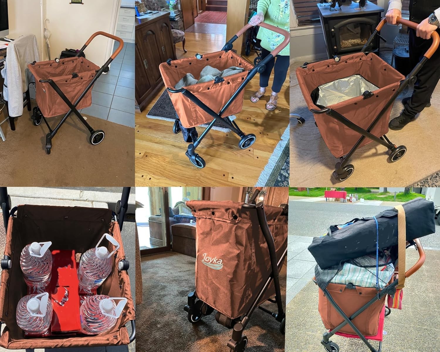 Large Capacity Foldable Shopping Trolley with Swivel Wheels Utility Cart