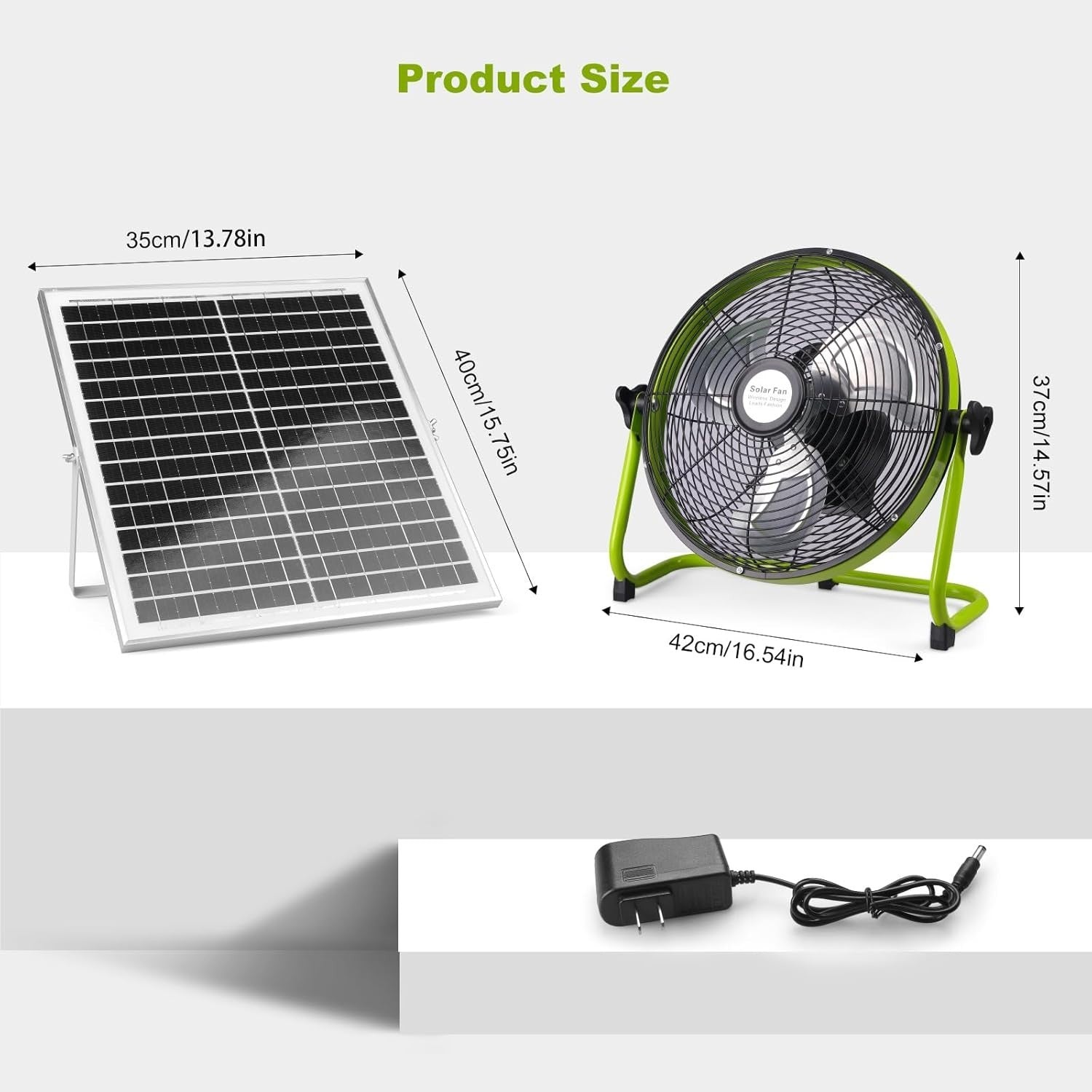 20W Solar Floor Fan – 15000mAh Rechargeable Portable 12-Speed Outdoor Black