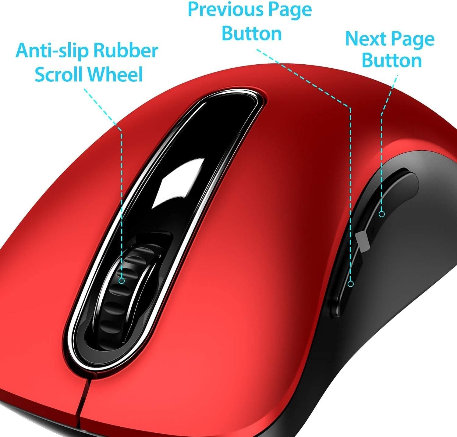 Red 2.4G Wireless Mouse 1400 DPI USB 5 Button Ergonomic Laptop