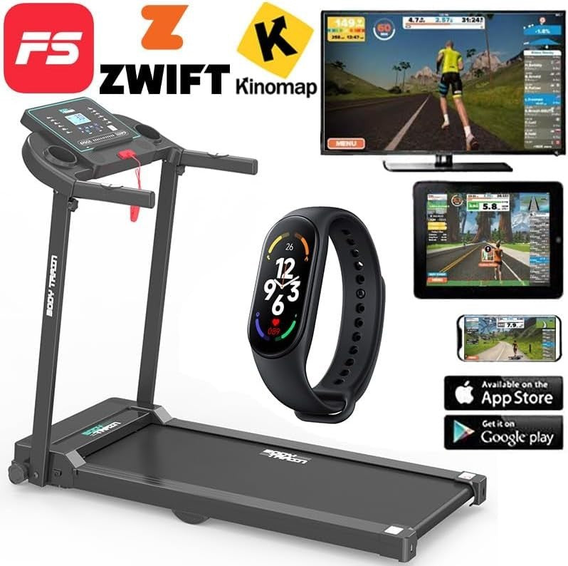 Foldable Bluetooth Treadmill Home Gym 10km/h App Compatible Compact