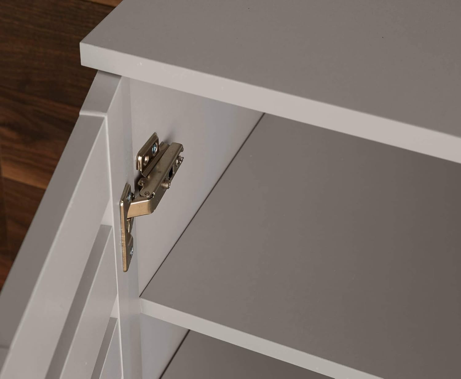 2-Door Wooden Shoe Cabinet with 5 Shelves, 60x33x87 cm Grey