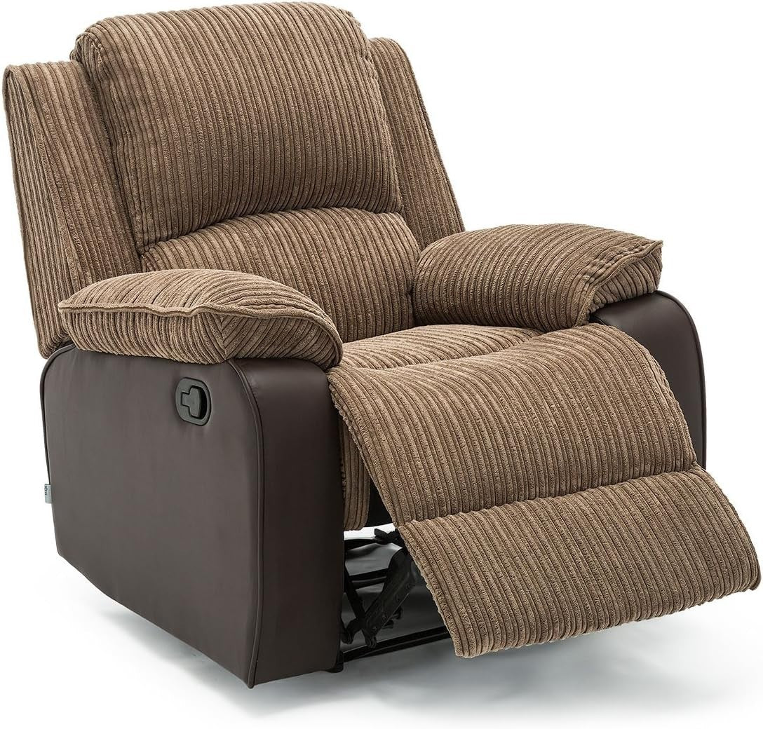 Recliner Armchair Faux Leather Jumbo Cord Lounge Chair for Home Comfort