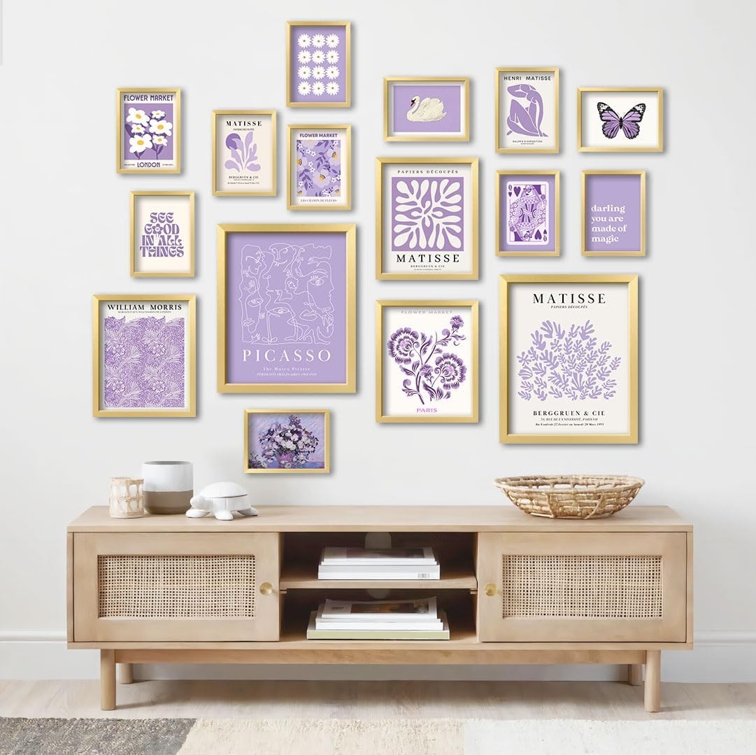 Purple Gallery Wall Art 16pc 11x14in Lavender Poster Set