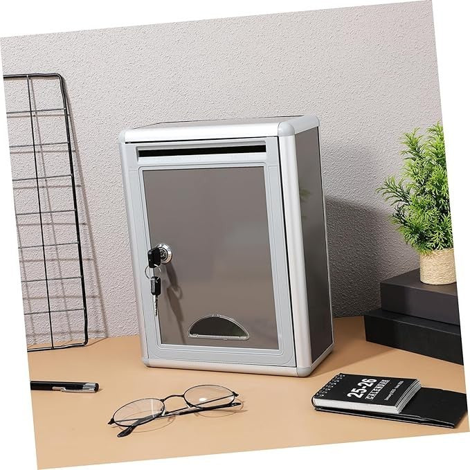 Locking Wall Suggestion Box Grey Aluminium – Secure, Waterproof, Lightweight