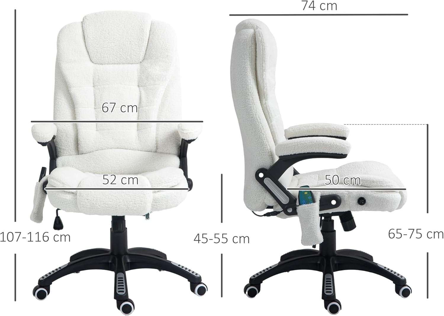 Ergonomic Office Chair Heated 6-Point Massage Boucle Fabric
