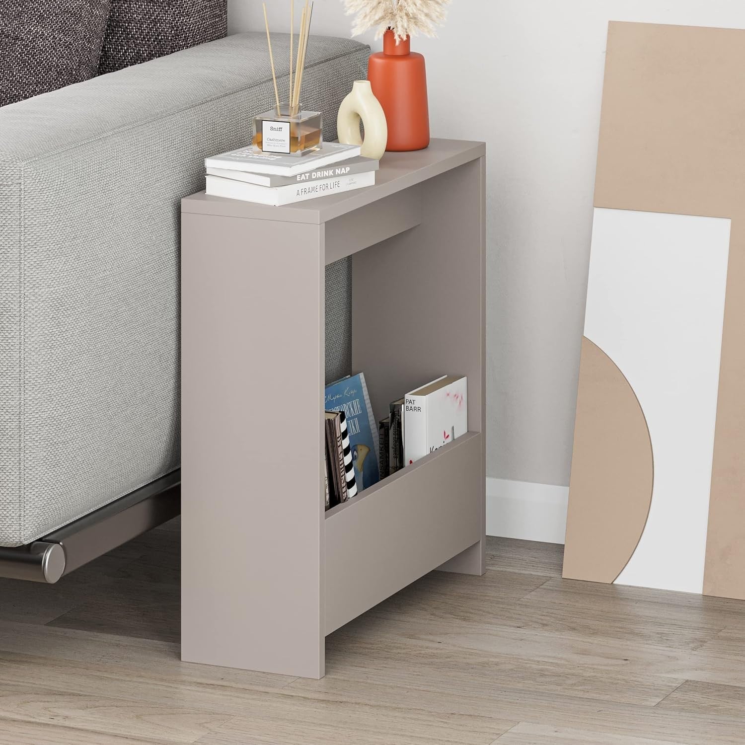 Space-Saving Side Table with Magazine Rack – Stylish Storage & Small Footprint
