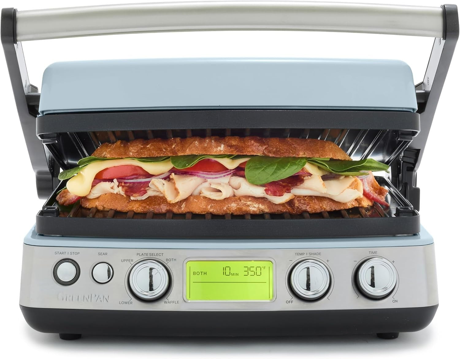 6-in-1 Contact Grill & Griddle Ceramic Non-Stick Adjustable Temp 350W