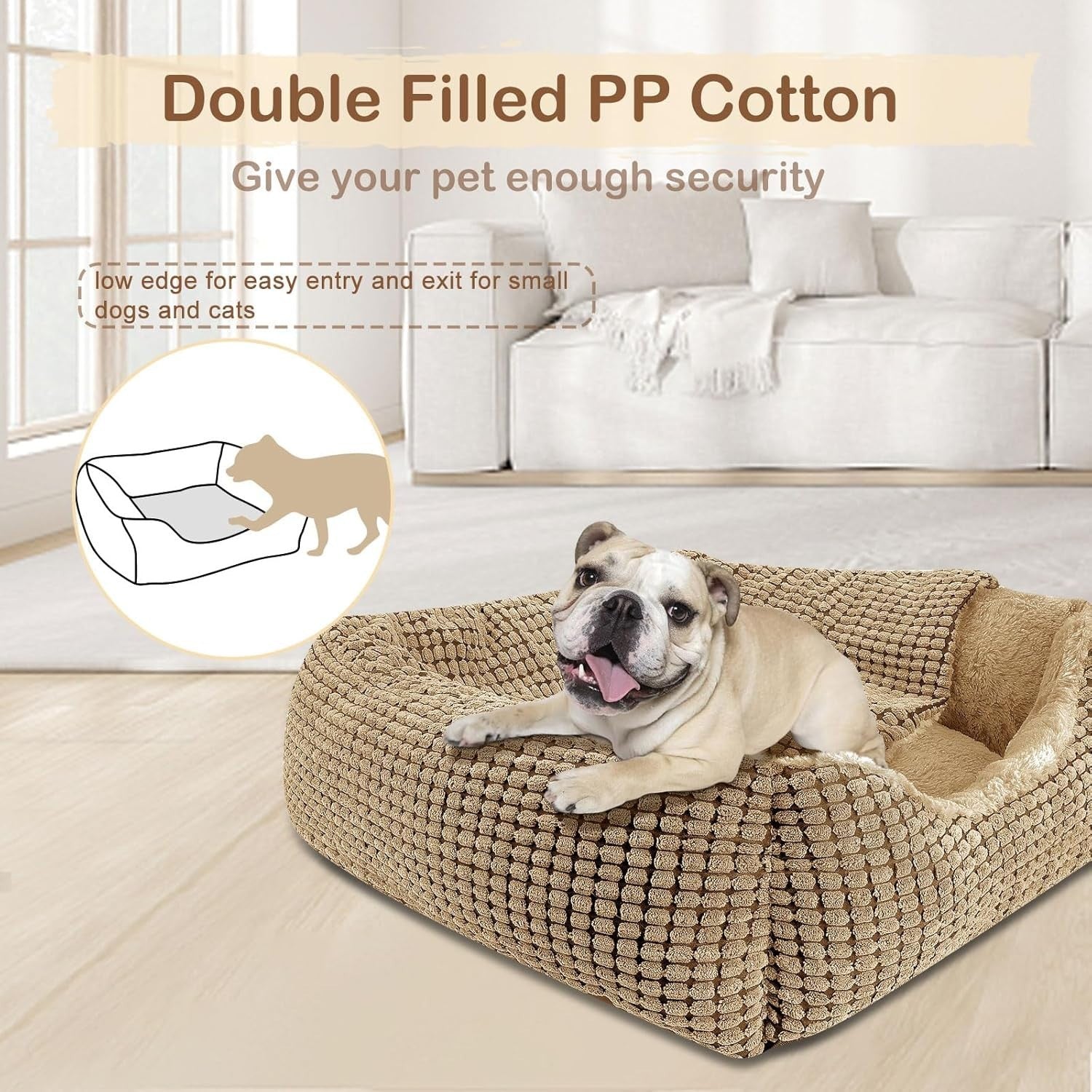 Hooded Dog Bed 63x53x21cm Warm Cave Orthopedic Washable