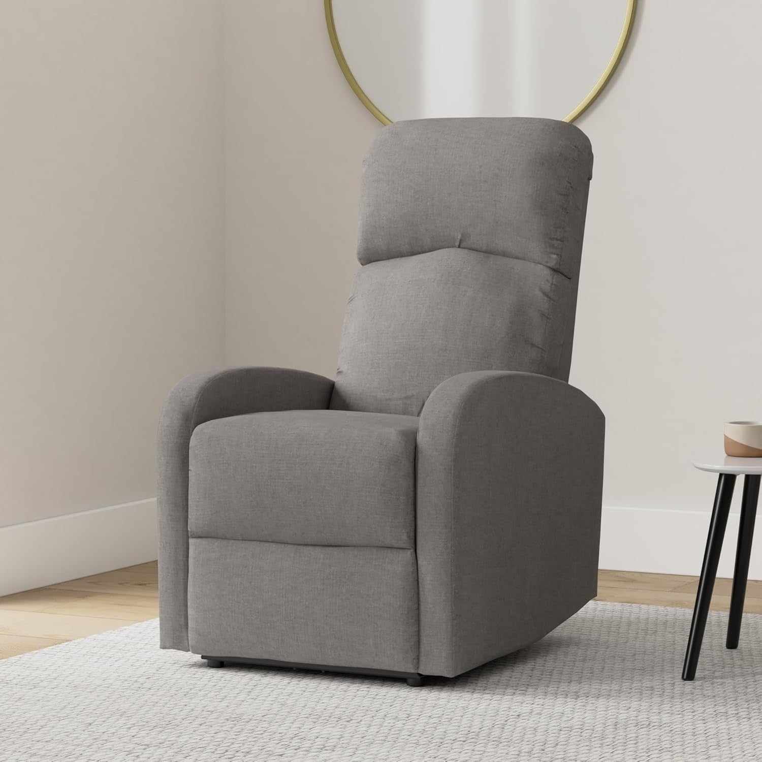 Silver Fabric Recliner Armchair Lounge Chair with Footrest Support