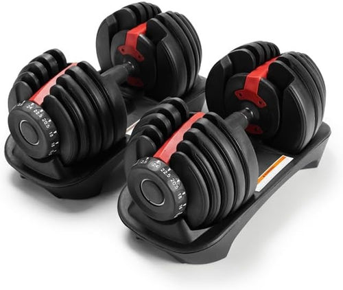 24kg Adjustable Dumbbells Pair 15 Levels Quick Dial Compact Home Gym