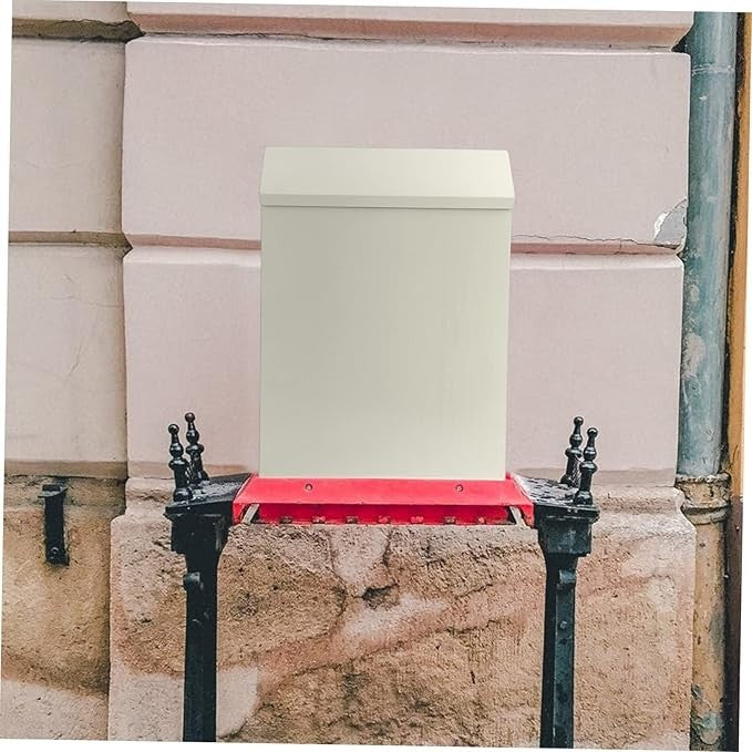 Wall Mounted Iron Mailbox Beige – Lockable Waterproof Post Box for Home & Garden