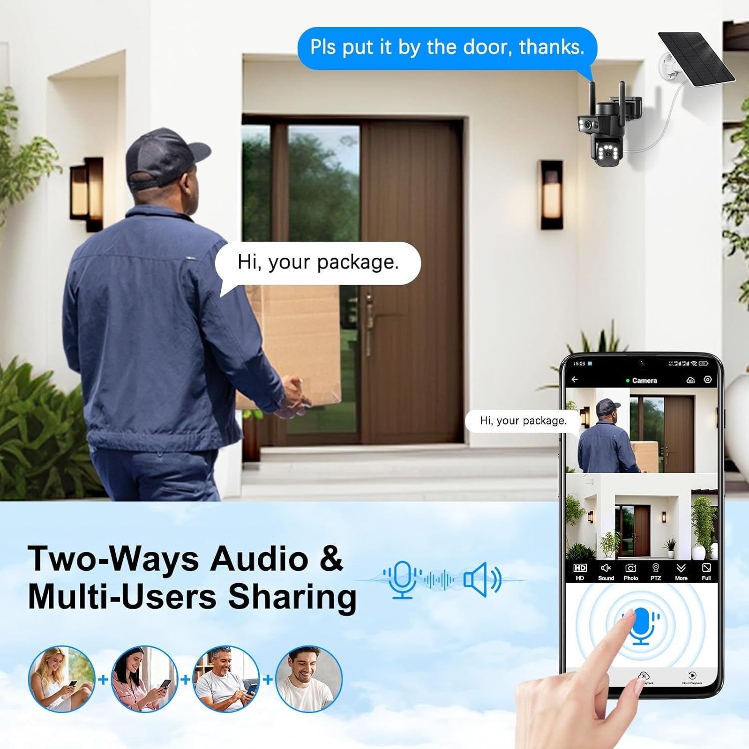 4K Solar Security Camera Wireless Dual Lens PTZ Color Night Vision