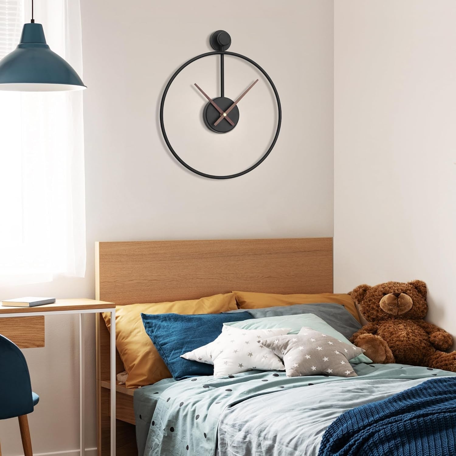 Modern Minimalist Black Metal Wall Clock 30cm Silent Non-Ticking Round Home Deco