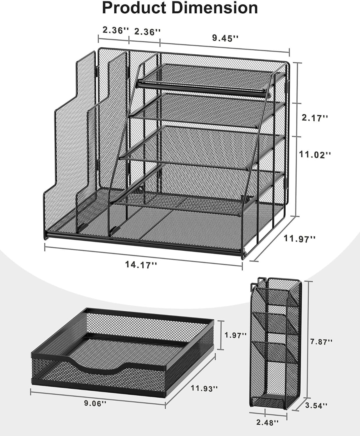 5-Tier Desk Organizer with File Holders, Drawer & Pen Storage – Metal Mesh