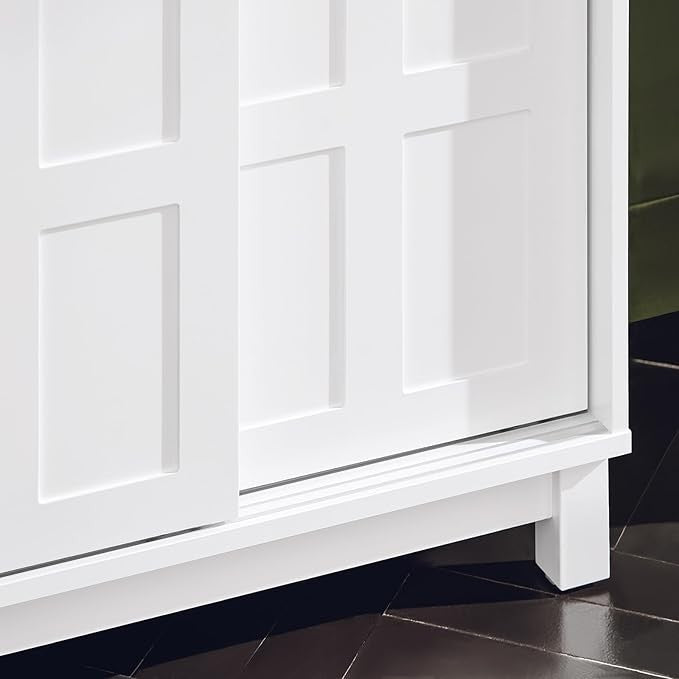 White Under Sink Bathroom Cabinet 60cm Vanity Unit with Sliding Doors Storage