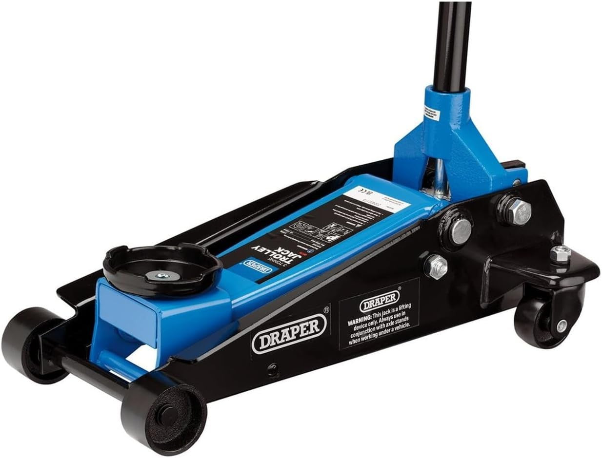 3 Ton Hydraulic Trolley Jack Blue Black Lightweight Car Lift Rear Swivel Castors