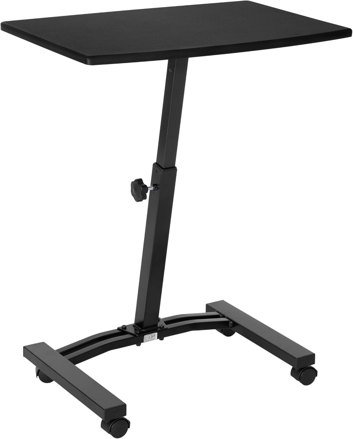 Mobile Height Adjustable Laptop Desk with Wheels Flat Top Workstation Black