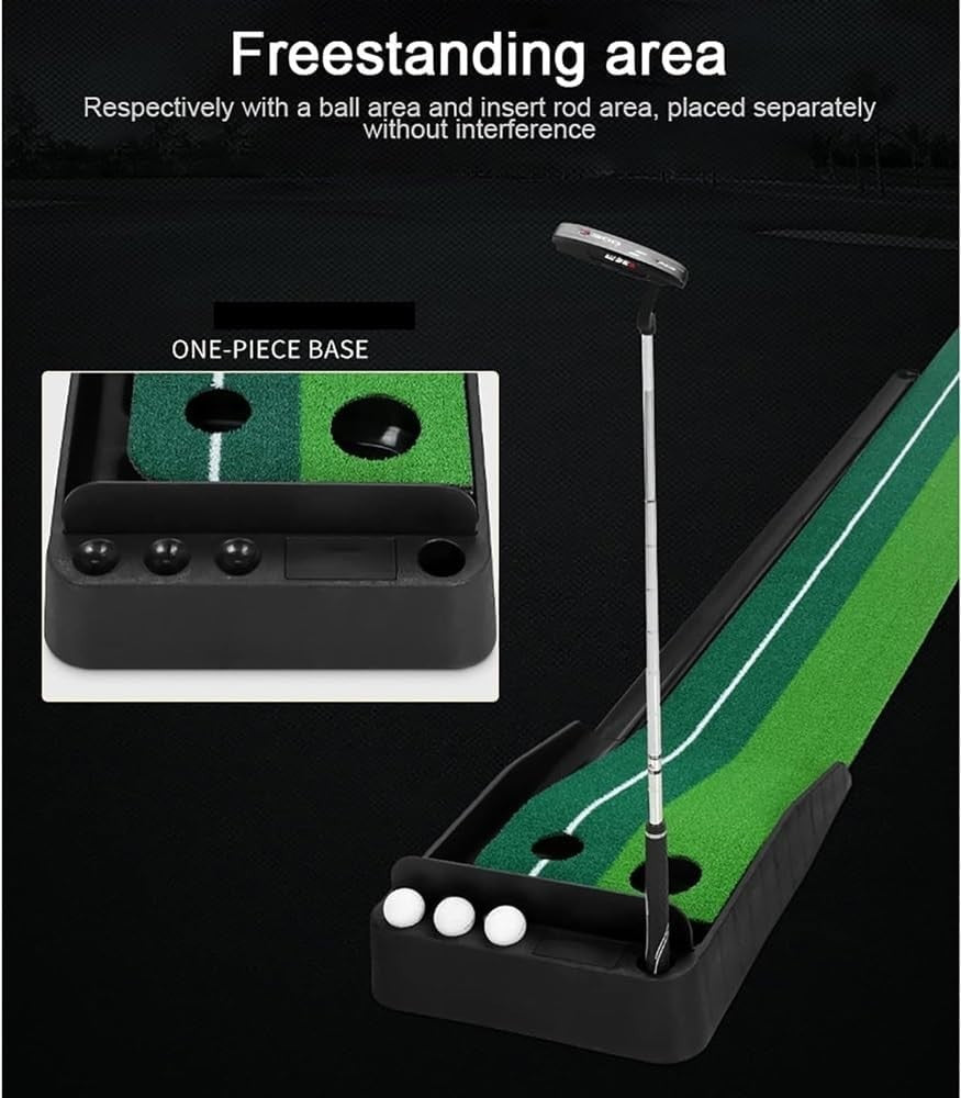 Golf Putting Mat Auto Ball Return 2 Hole Indoor Practice Trainer Home