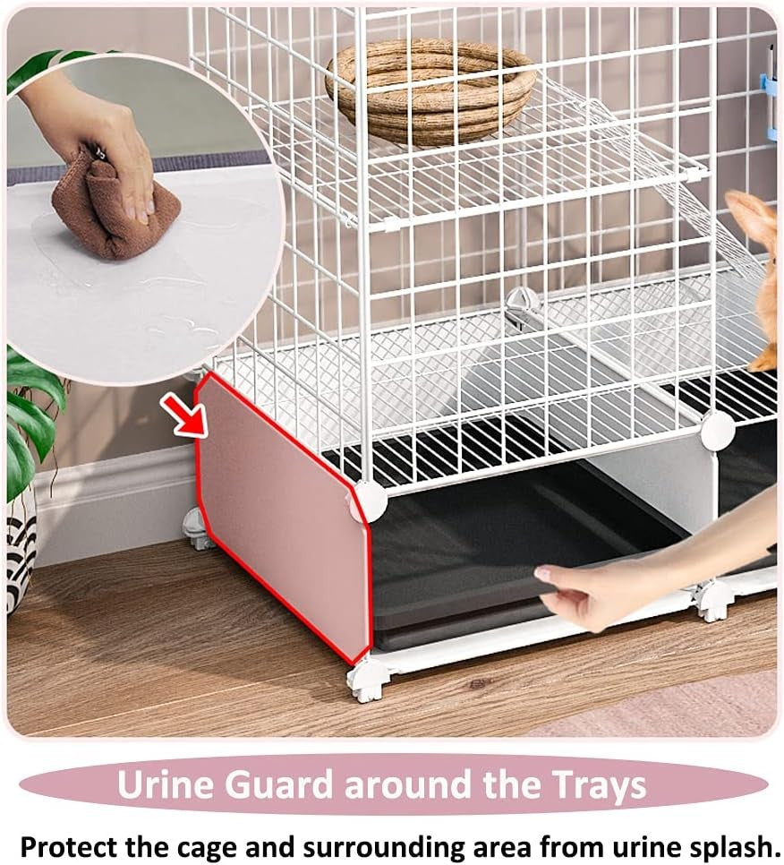 Indoor Rabbit Cage 2 Storey Small Animal Hutch Clean Trays Urine Guard