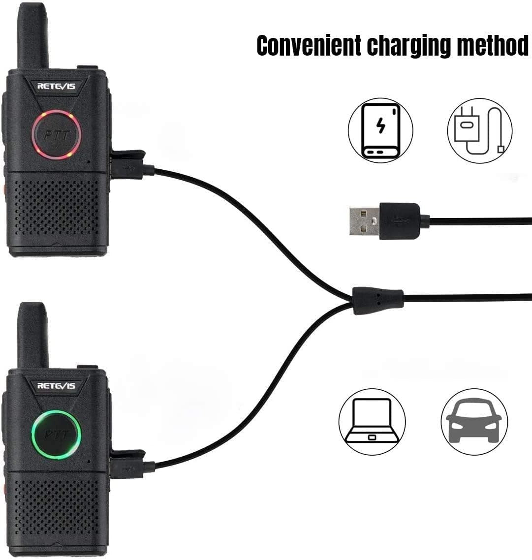 Mini PMR446 Walkie Talkies 4 Pack Long Range Dual PTT Rechargeable