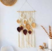 Boho Macrame Leaf Wall Hanging Handmade Cotton Tapestry