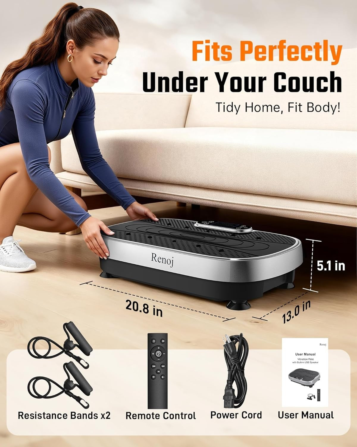 Silver & Black Vibration Plate Exercise Machine 330lb Lymphatic Drainage