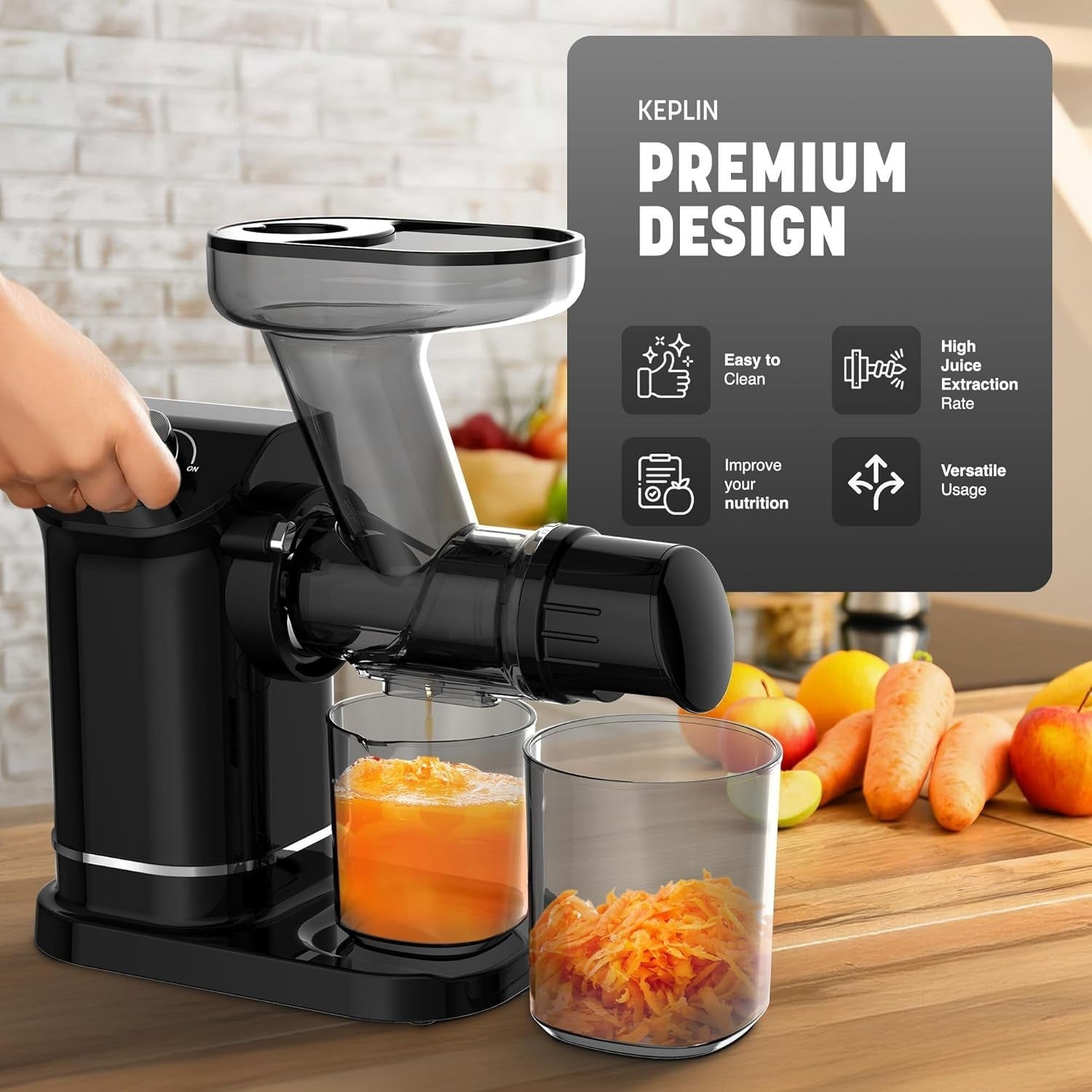 Cold Press Slow Juicer 7 Stage Auger High Yield Quiet Compact Easy Clean