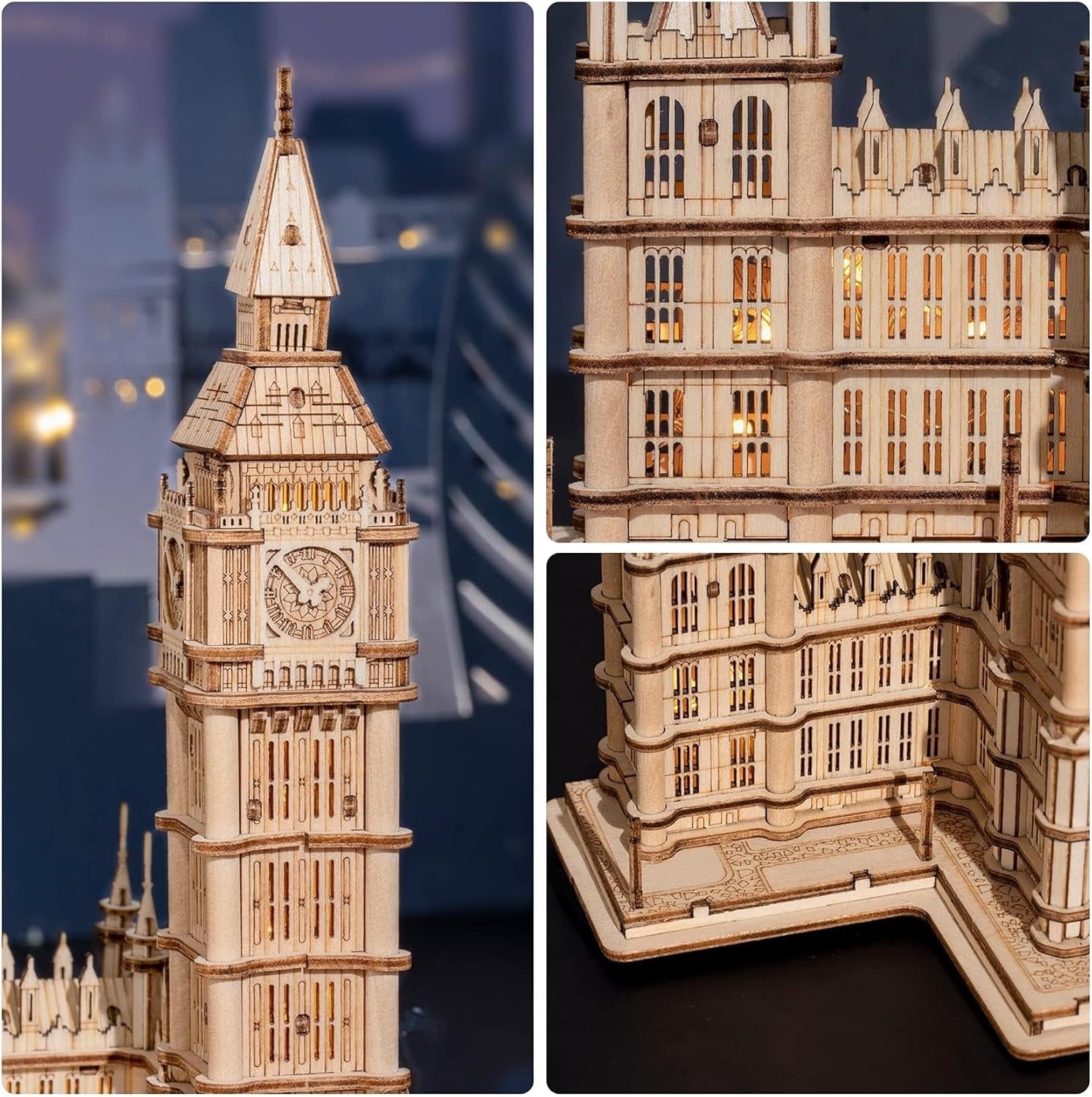 3D Wooden Big Ben Puzzle Model Kit – Laser Cut, Light-Up, Easy Build