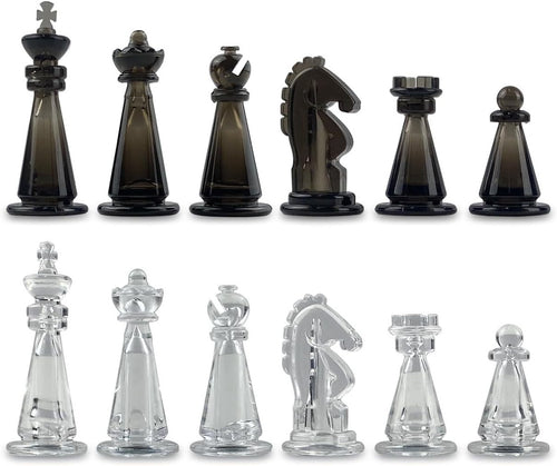 Transparent Magnetic Chess Pieces Set 51mm King w/ Extra Queens