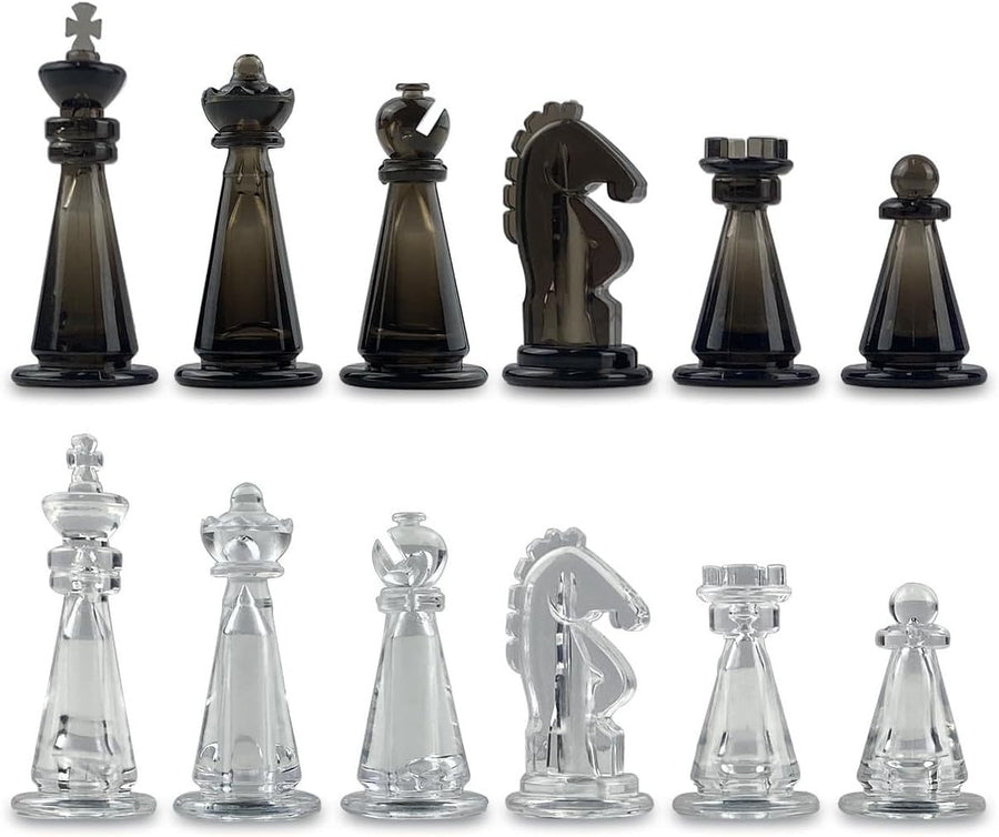 Transparent Magnetic Chess Pieces Set 51mm King w/ Extra Queens