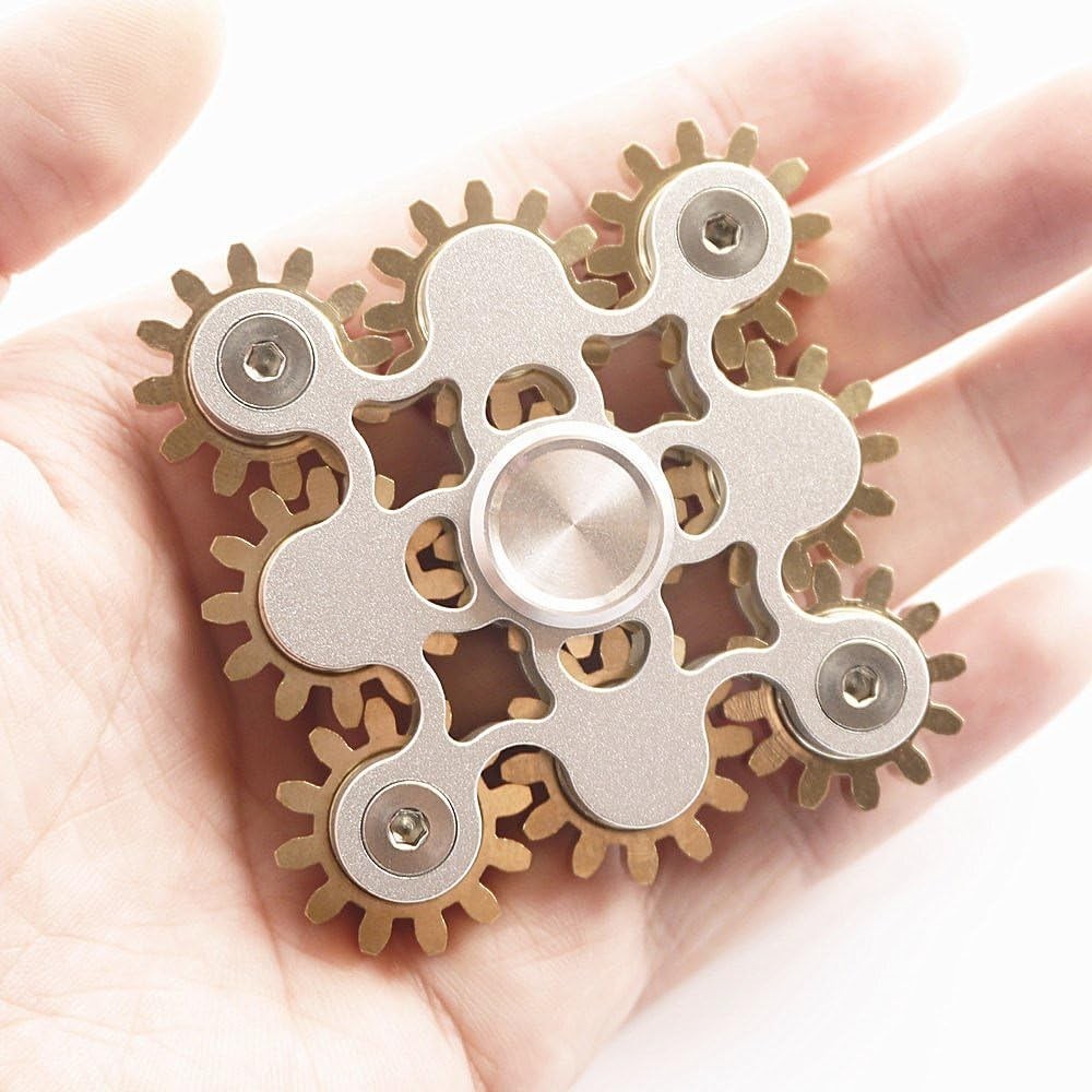 9 Gear Metal Fidget Spinner High Speed Focus Toy Brass Steel Bearing