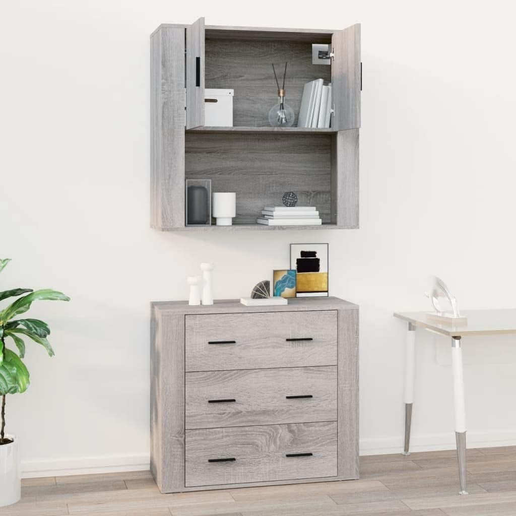 Wall-Mounted Grey Sonoma Cabinet 33D x 80W x 80H cm Dent Resistant