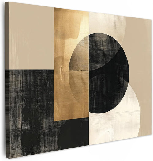 Gold Black Abstract Canvas Wall Art 40x30cm Framed Modern