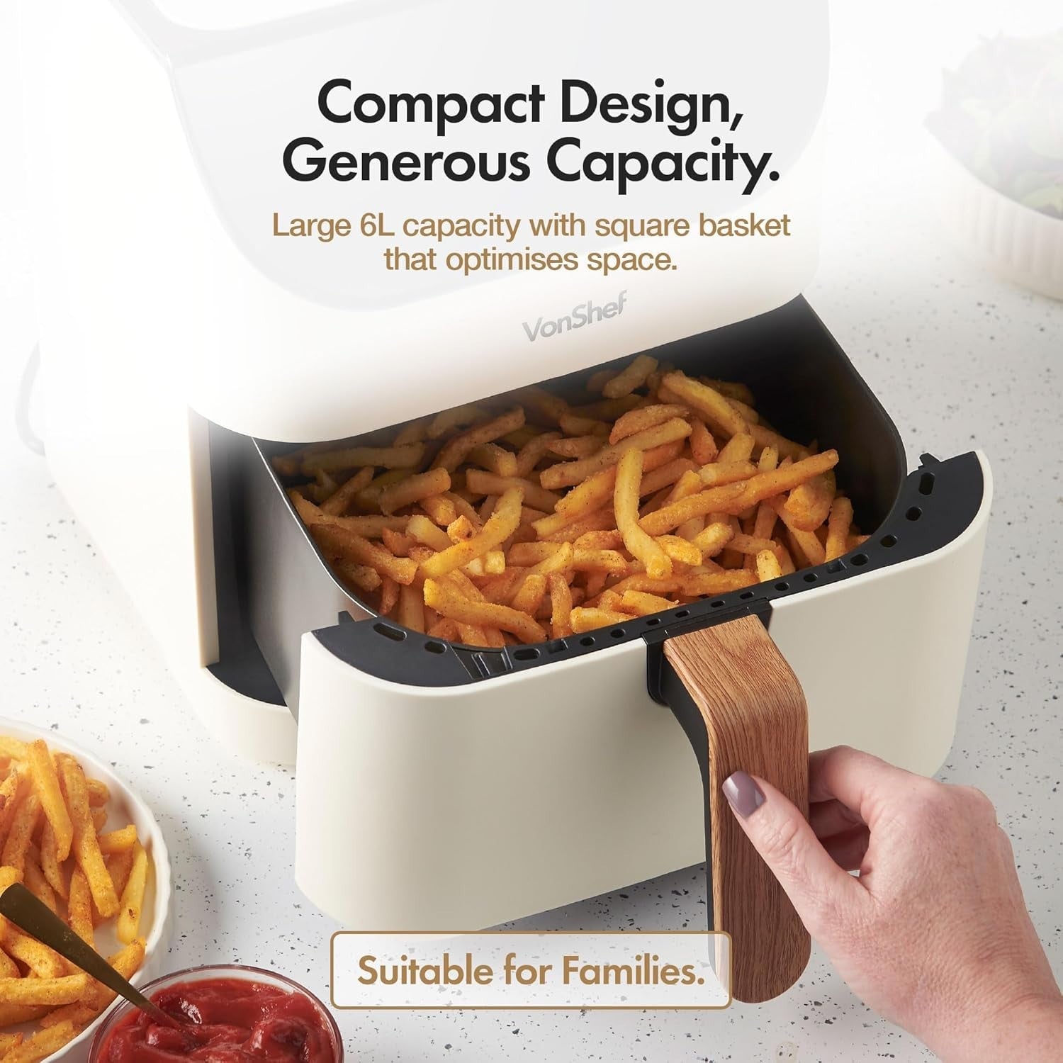 Large Air Fryer 6L | 10-in-1 Digital Display Fast Healthy Cooking Nordic Cream
