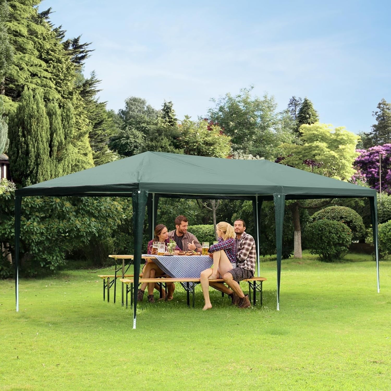 6x3M Green Outdoor Garden Marquee Waterproof PE Party Tent with Sidewalls